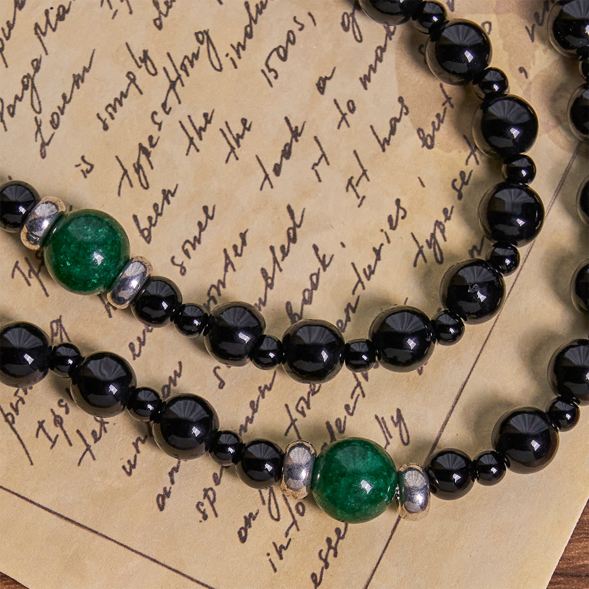 St. Benedict & Crucifix of 8mm Obsidian & Jade Bead Rosary - Faith and Sacred Connection