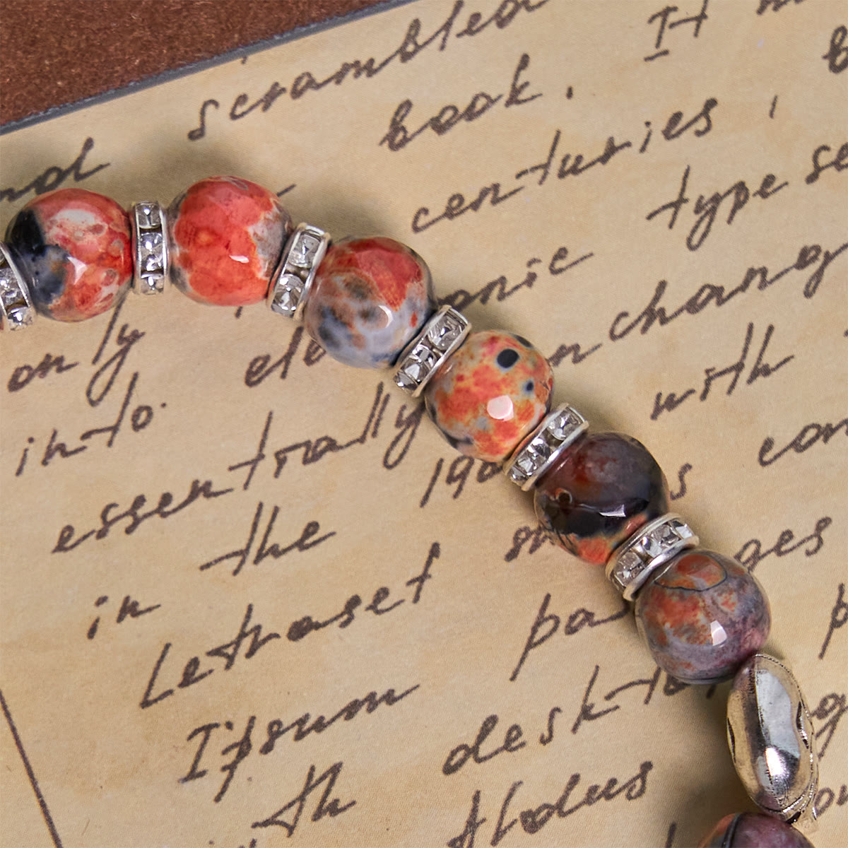 Unique Memorial Marbling Agate Beads with Calico Cat Pray Bracelet, Animal Rosary