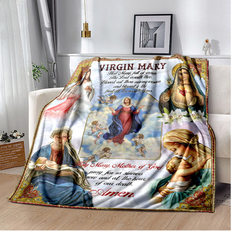 Colored Style Our Lady of Guadalupe Flannel Blanket: Cozy Faith for Bedroom & Sofa