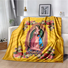 Colored Style Our Lady of Guadalupe Flannel Blanket: Cozy Faith for Bedroom & Sofa