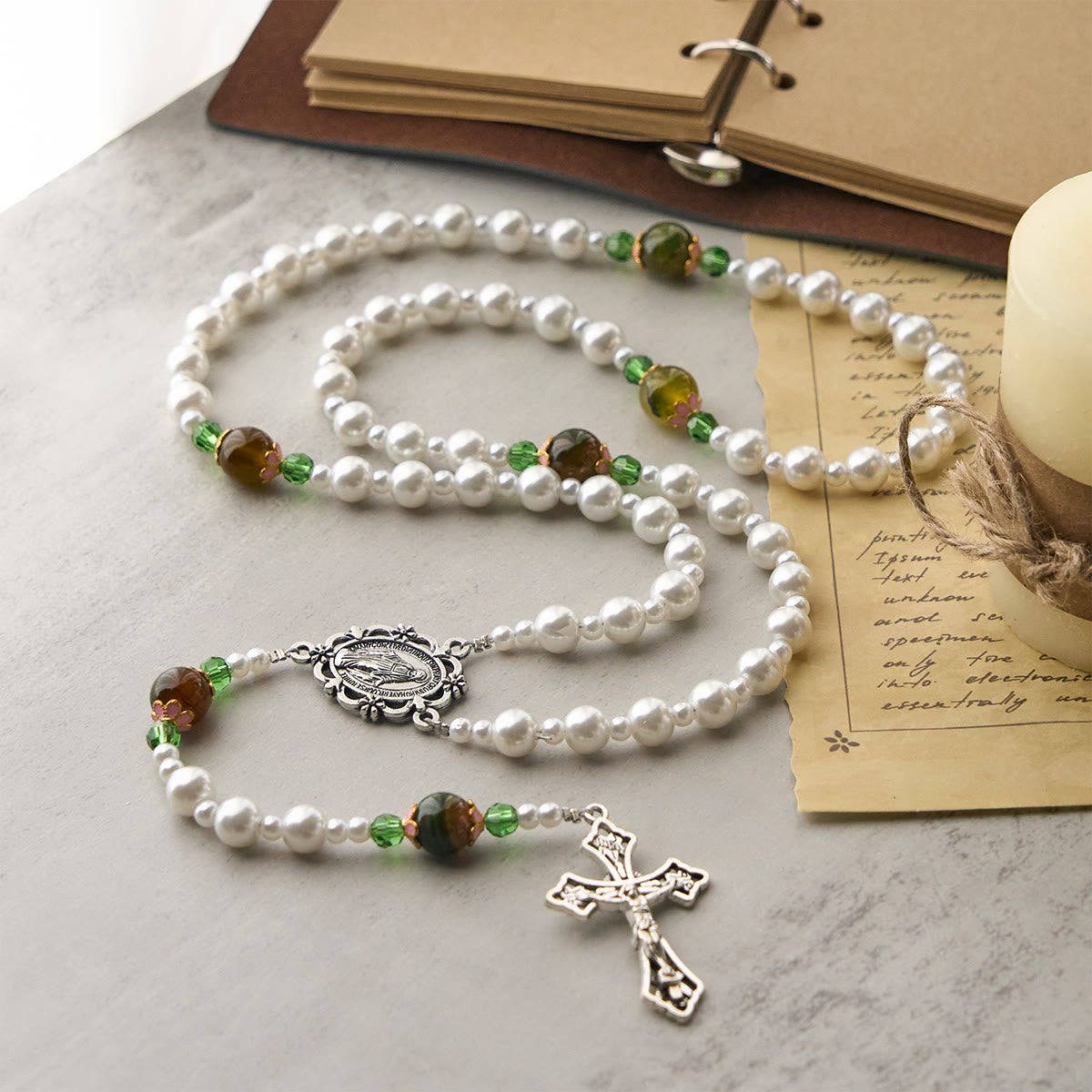 Floral Grace Our Lady Rosary with Pink & Purple Beads Accents