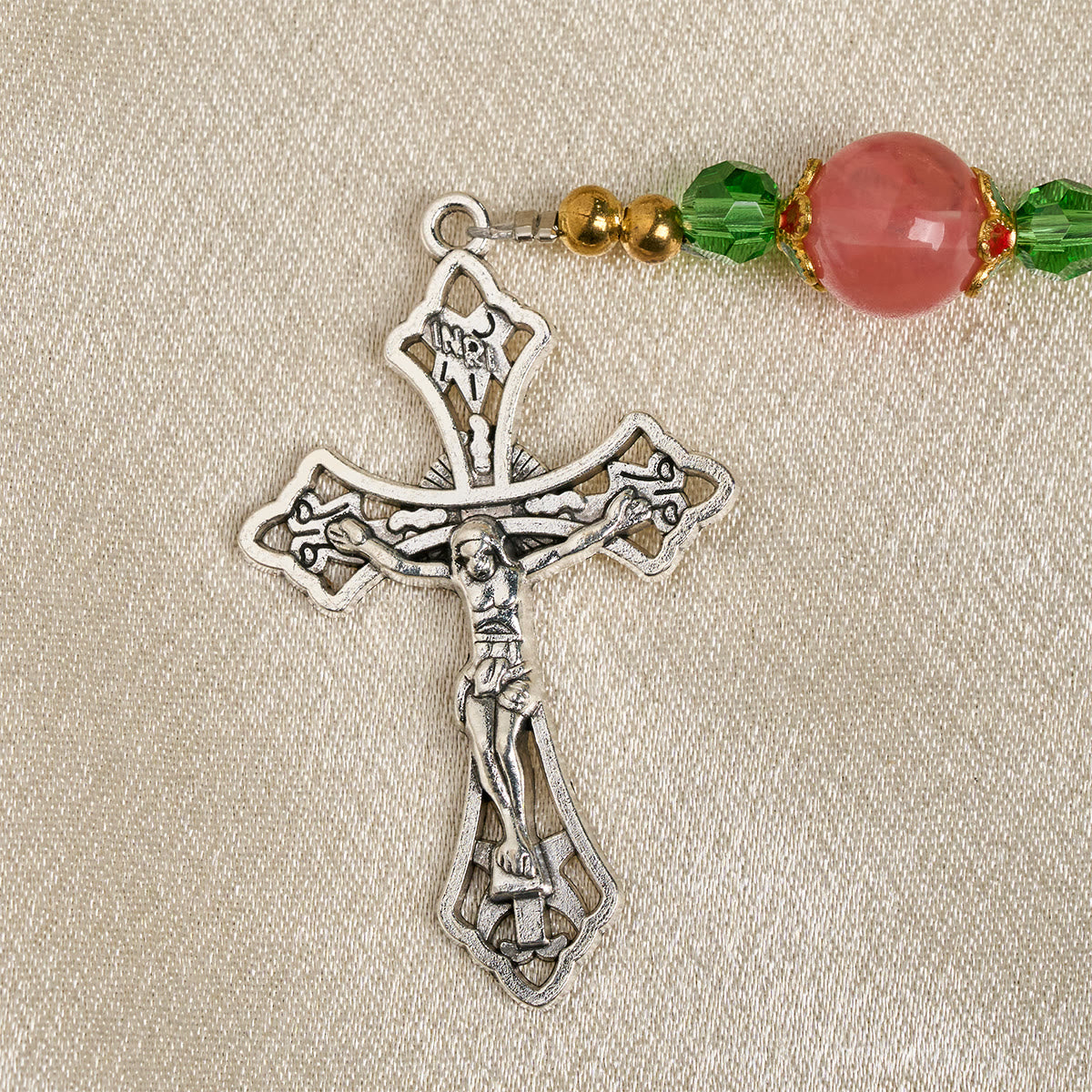Floral Grace Our Lady Rosary with Pink & Purple Beads Accents