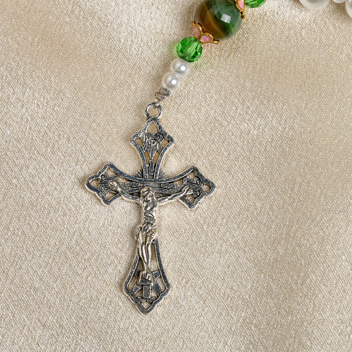 Floral Grace Our Lady Rosary with Pink & Purple Beads Accents