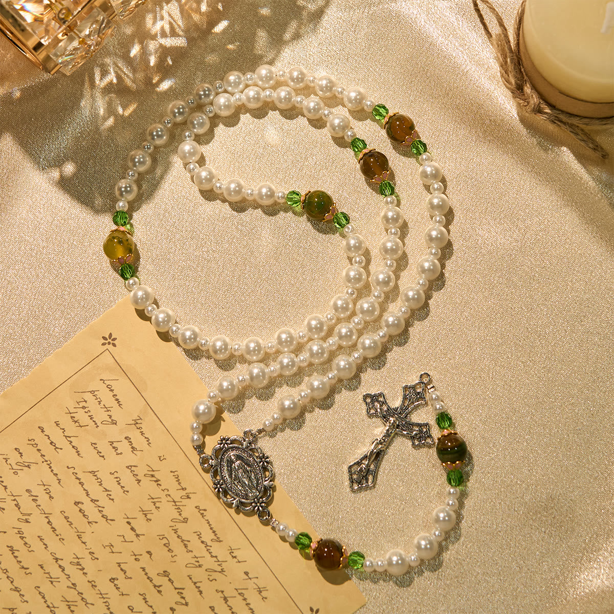 Floral Grace Our Lady Rosary with Pink & Purple Beads Accents