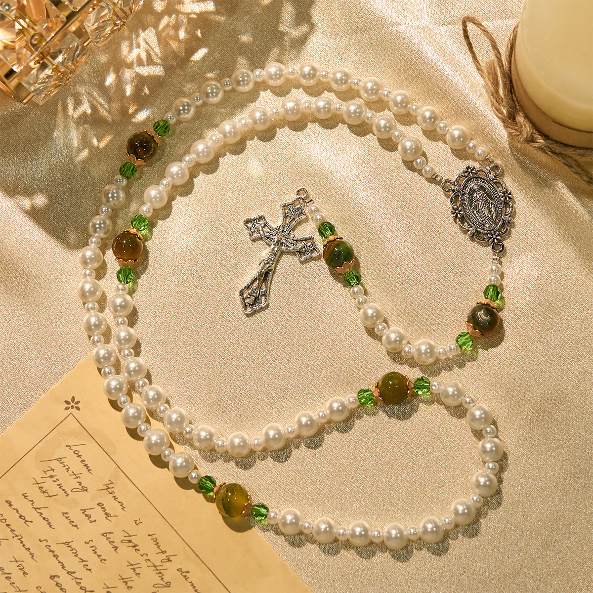 Floral Grace Our Lady Rosary with Pink & Purple Beads Accents