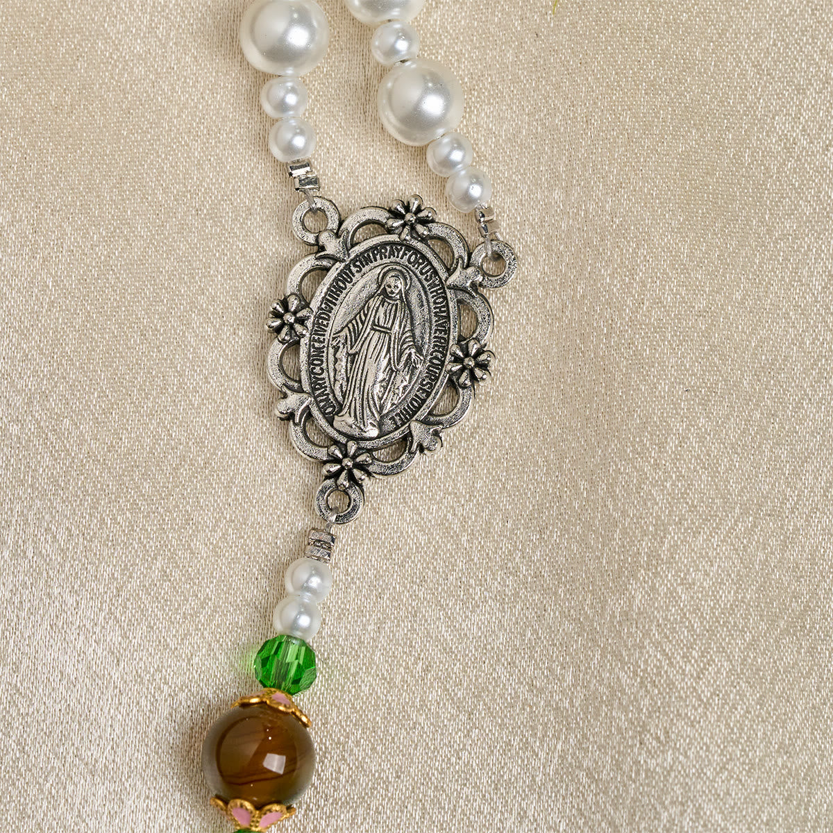 Floral Grace Our Lady Rosary with Pink & Purple Beads Accents