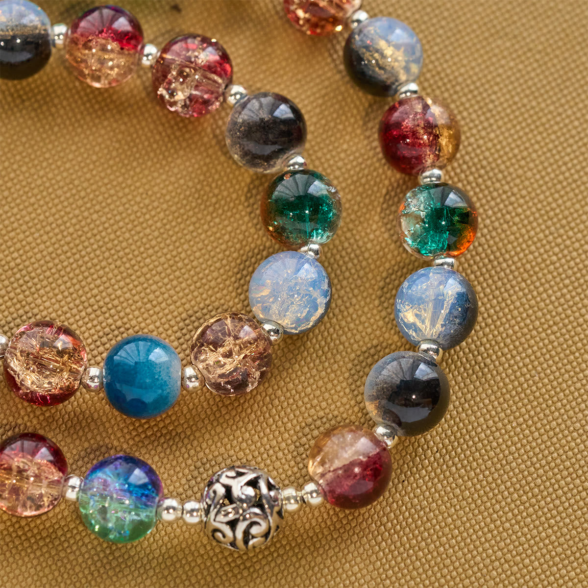 Gradient Multicolor Glass Bead & Brass Crucifix Rosary with Divine Mercy Medal