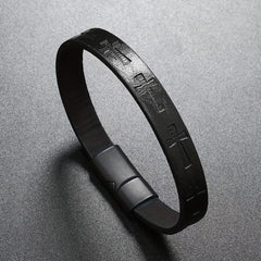 Classic Style Multicolor Leather Magnetic Buckle Bracelet with Cross Motifs