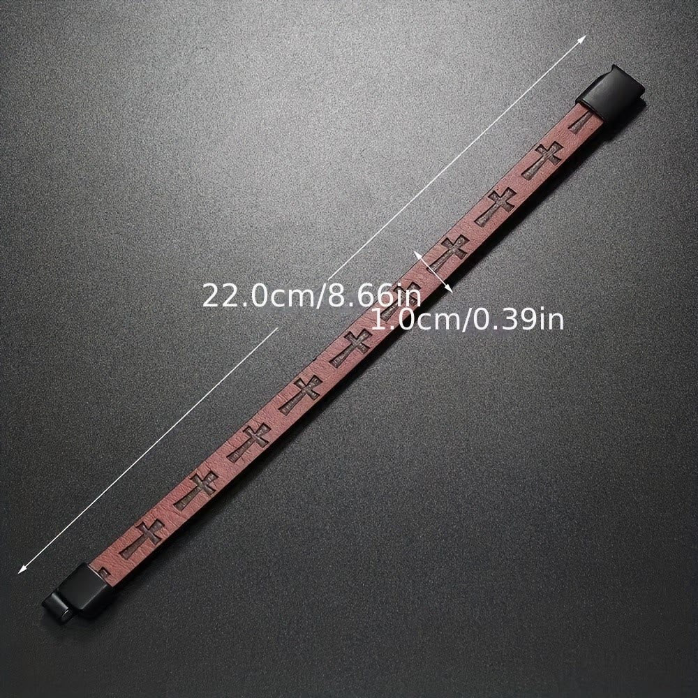 Classic Style Multicolor Leather Magnetic Buckle Bracelet with Cross Motifs