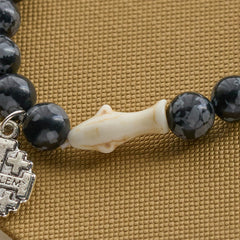 Waves of Grace Shark Guardian Cross and Natural Volcanic Agate Stones Animal Bracelet