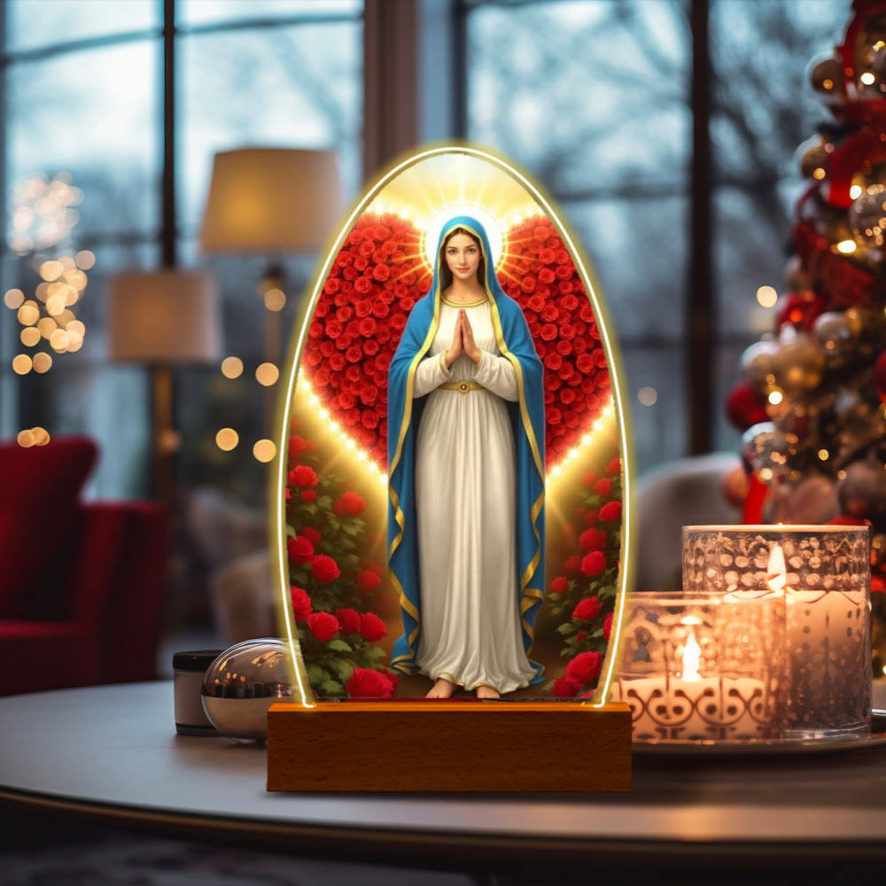 Serene Virgin Mary Night Light in Oval Design for Quiet Devotion