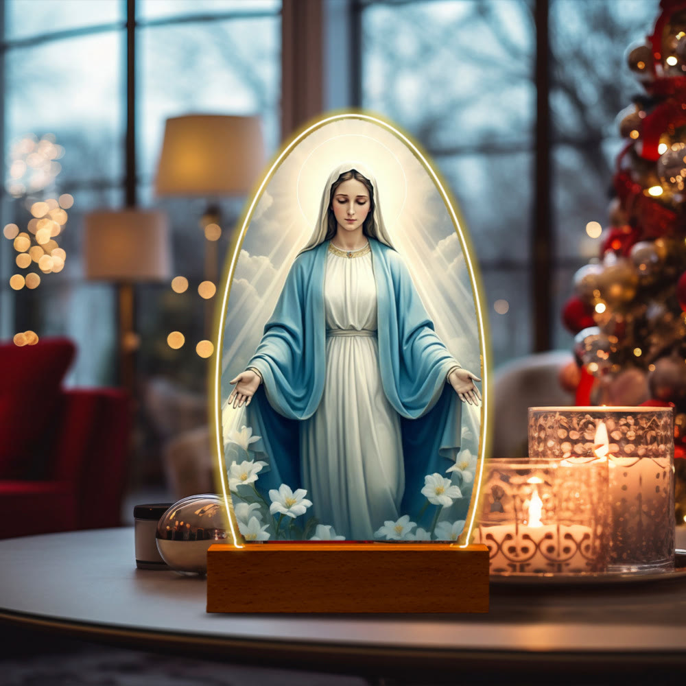 Serene Virgin Mary Night Light in Oval Design for Quiet Devotion