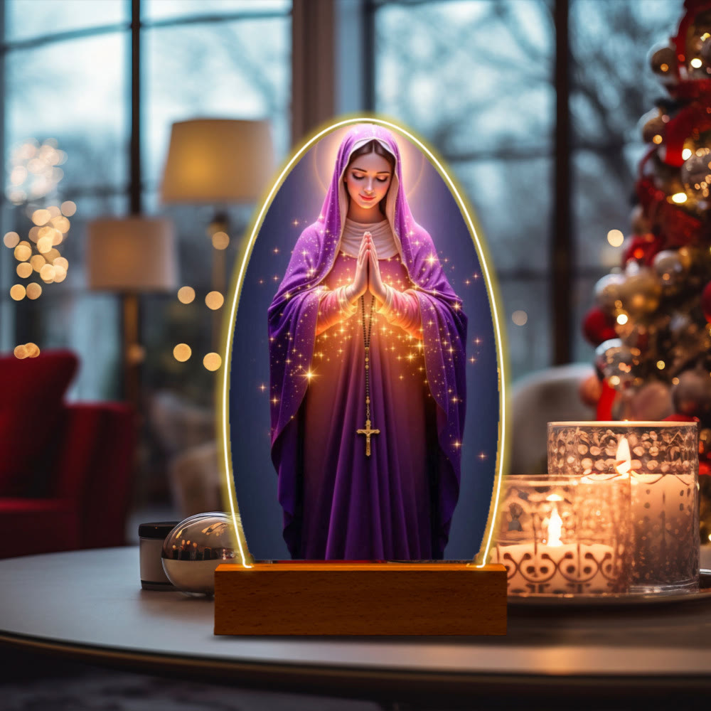Serene Virgin Mary Night Light in Oval Design for Quiet Devotion