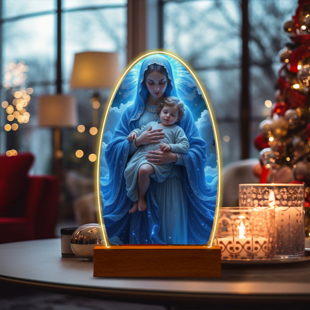 Serene Virgin Mary Night Light in Oval Design for Quiet Devotion
