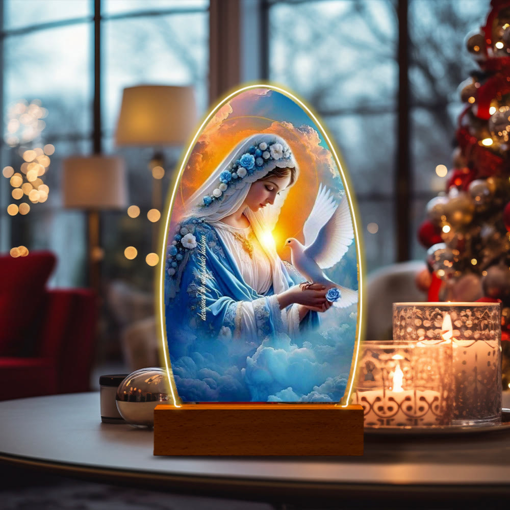 Serene Virgin Mary Night Light in Oval Design for Quiet Devotion