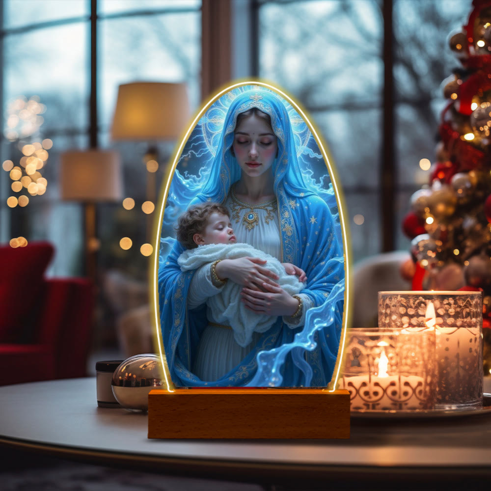 Serene Virgin Mary Night Light in Oval Design for Quiet Devotion