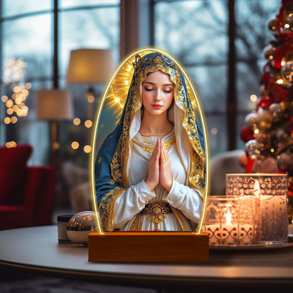 Serene Virgin Mary Night Light in Oval Design for Quiet Devotion