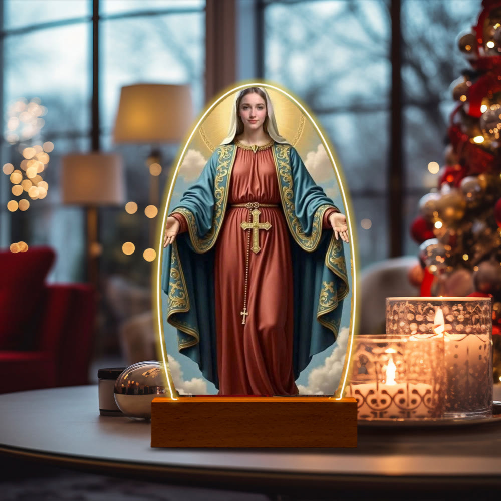 Serene Virgin Mary Night Light in Oval Design for Quiet Devotion