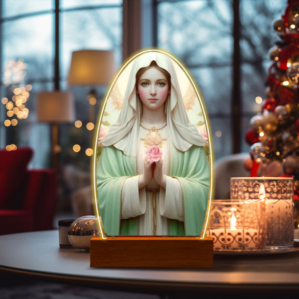 Serene Virgin Mary Night Light in Oval Design for Quiet Devotion