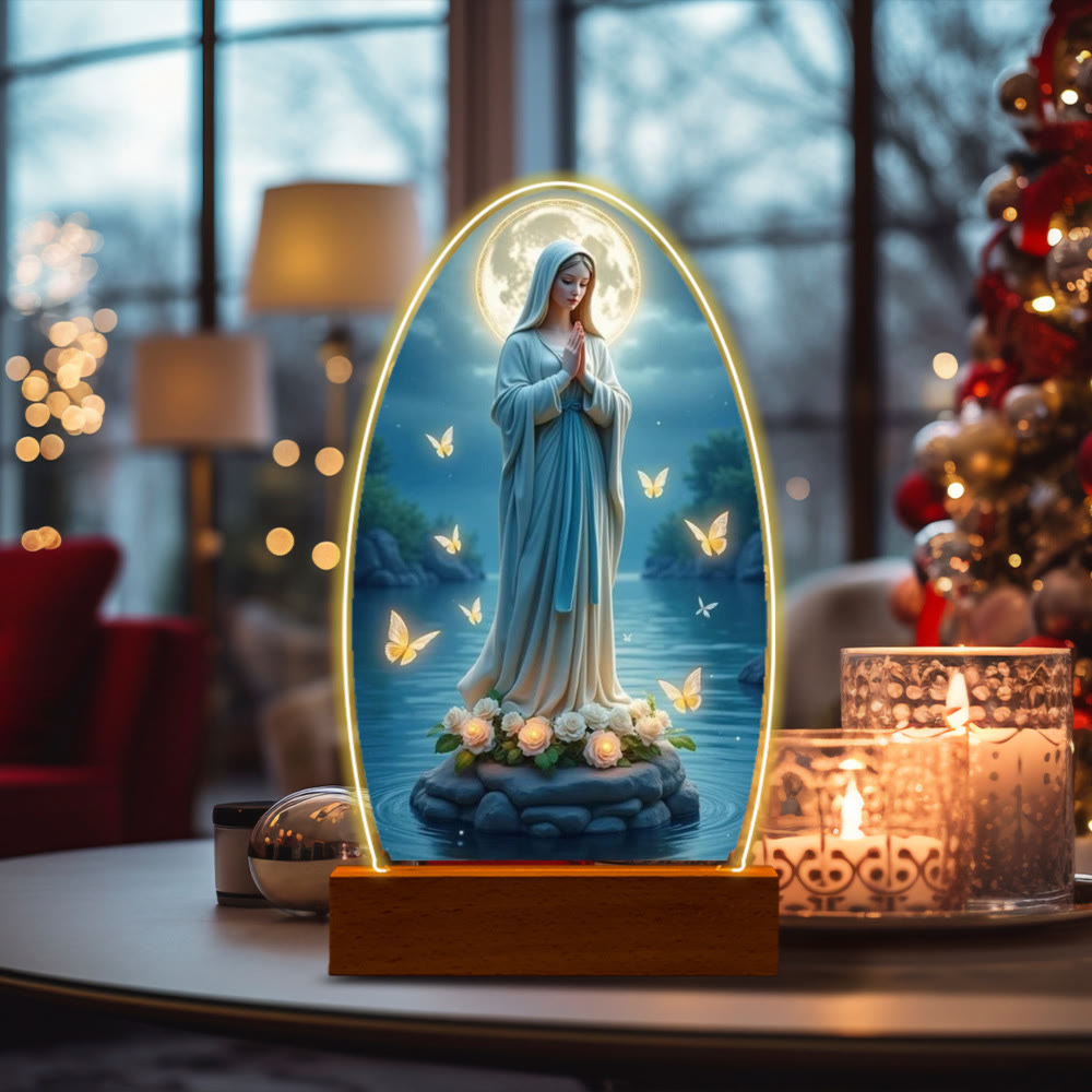 Serene Virgin Mary Night Light in Oval Design for Quiet Devotion
