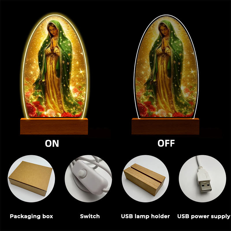 Serene Virgin Mary Night Light in Oval Design for Quiet Devotion