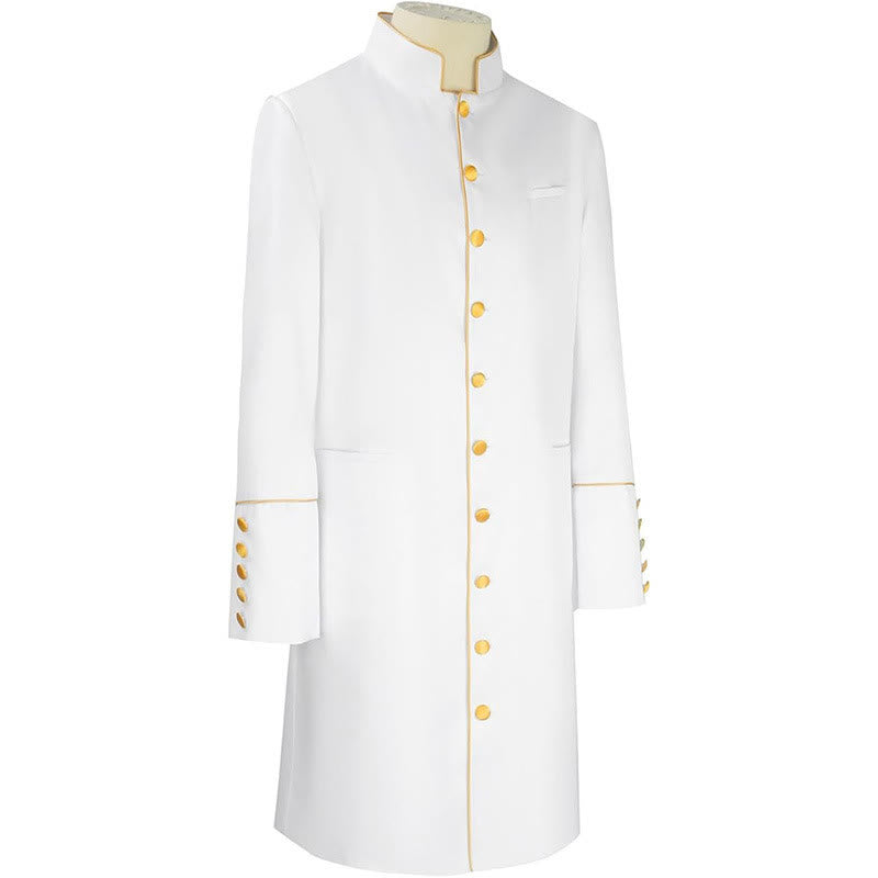 Traditional Stand Collar Clergy Robe with Golden Buttons & MultiColor Options