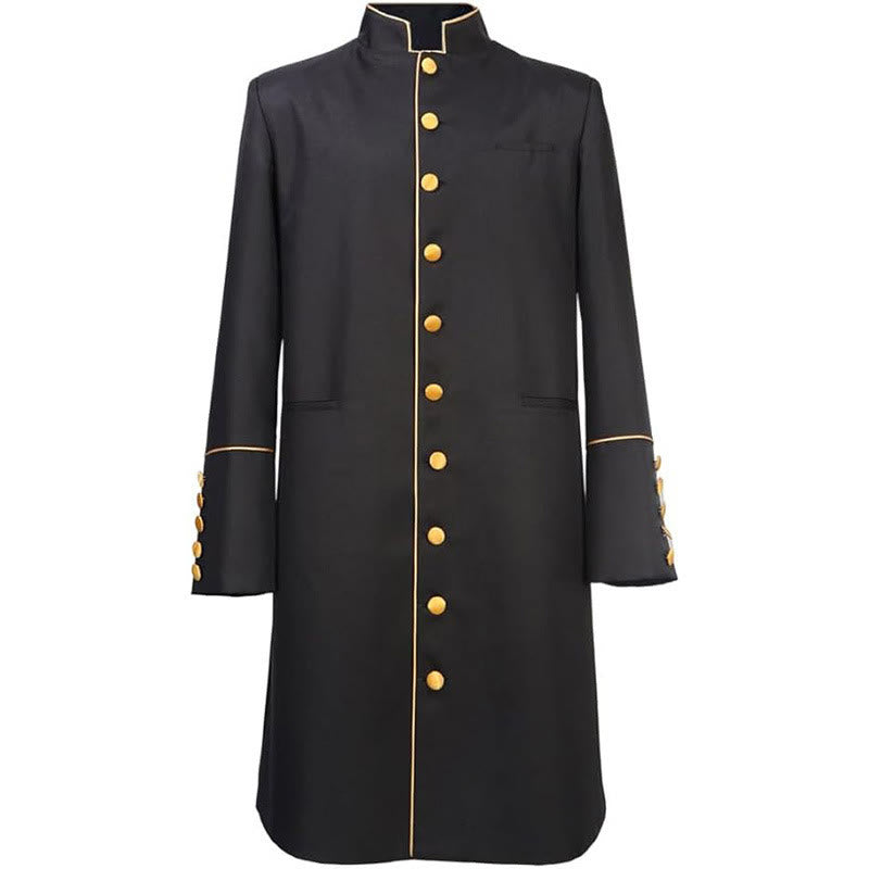 Traditional Stand Collar Clergy Robe with Golden Buttons & MultiColor Options