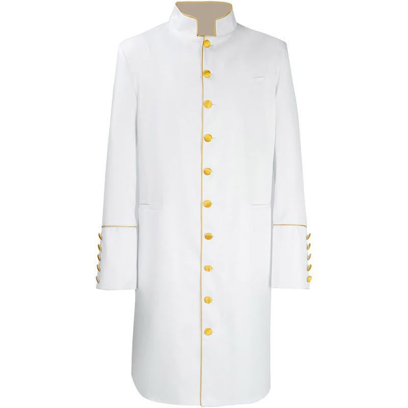 Traditional Stand Collar Clergy Robe with Golden Buttons & MultiColor Options
