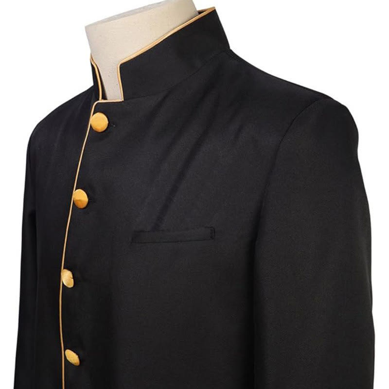 Traditional Stand Collar Clergy Robe with Golden Buttons & MultiColor Options