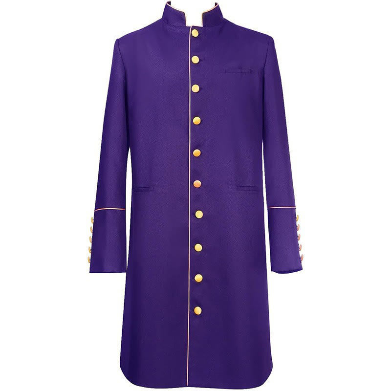Traditional Stand Collar Clergy Robe with Golden Buttons & MultiColor Options