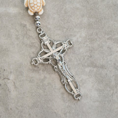 Divine Care Turtle with Warm Yellow Beads and Our Lord's Mercy Animal Rosary