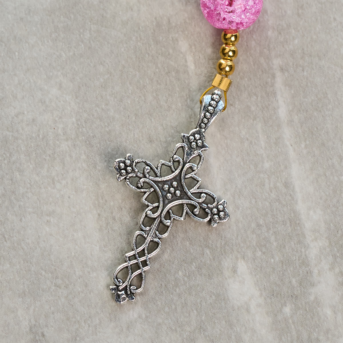 Rainbow of Faith 5-Style MultiColored Shimmering Crackle Glass Rosary