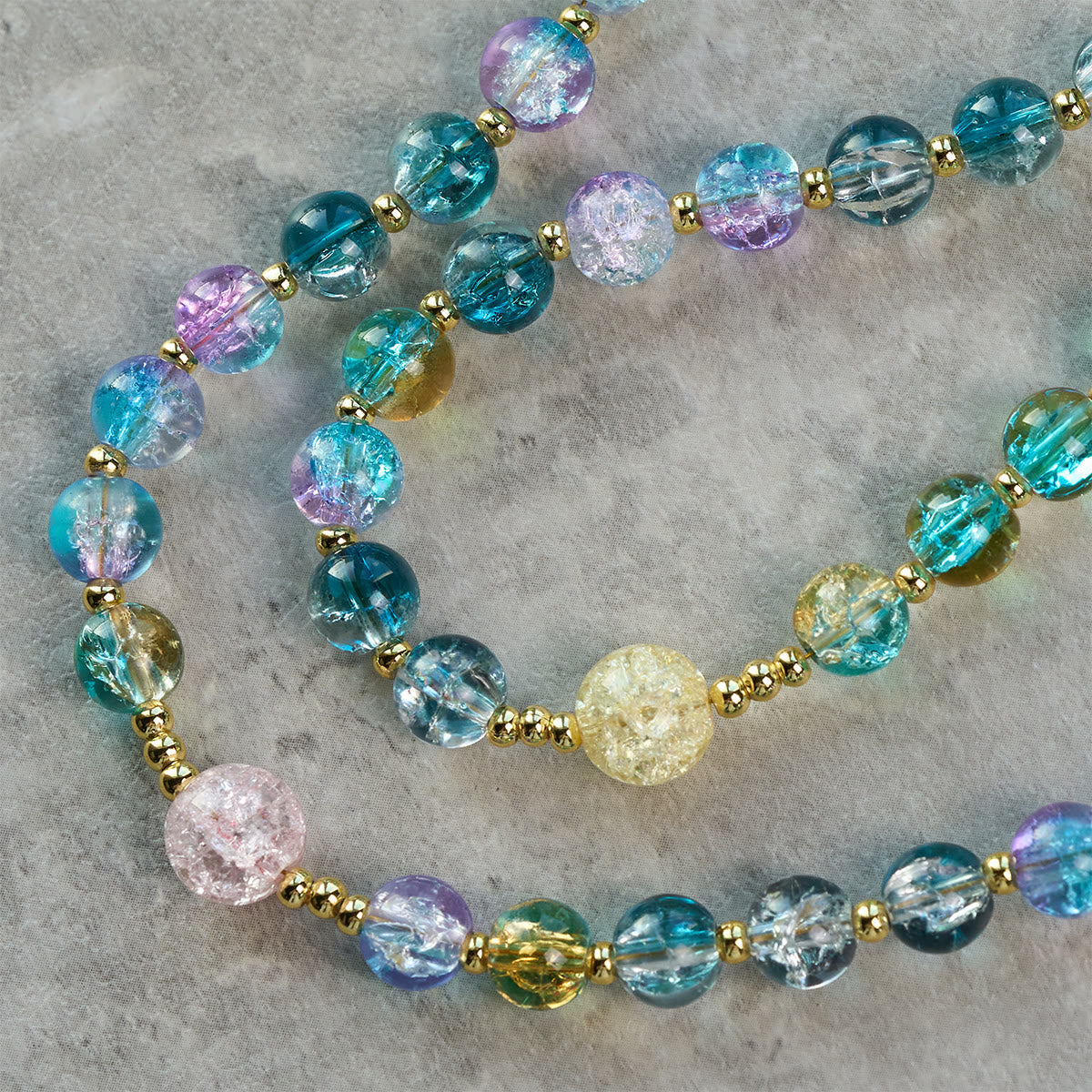 Miraculous Medal & Celtic Cross of 8 mm Round Multicolor Glass Alloy Chain Rosary