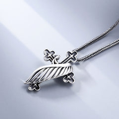 Retro - Styled Sterling Silver Wing Cross Pendant: A Nostalgic Sign of Faith