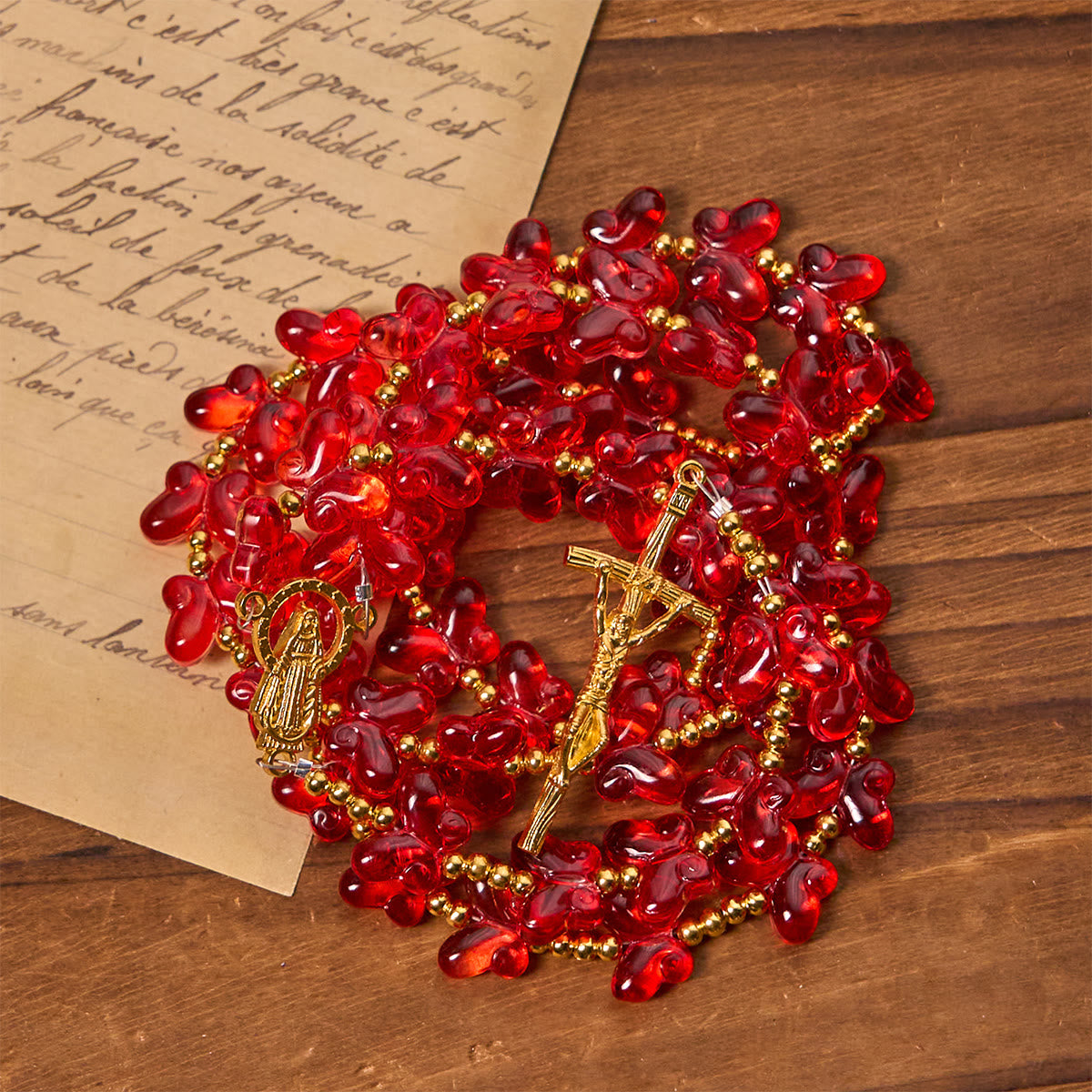 Our Lady's Grace with Blessed Red Butterfly Prayer Beads Animal Rosary