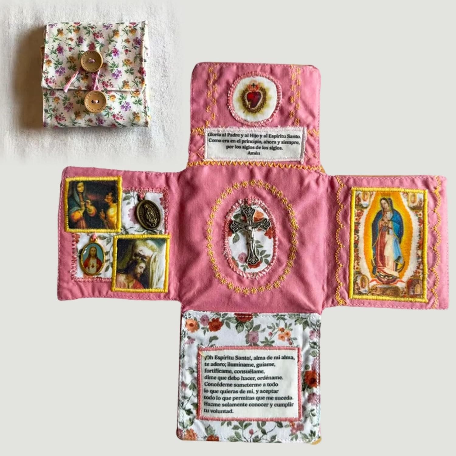 Handmade Embroidered Fabric Cross with Charms: A Rare Fusion of Craftsmanship and Faith