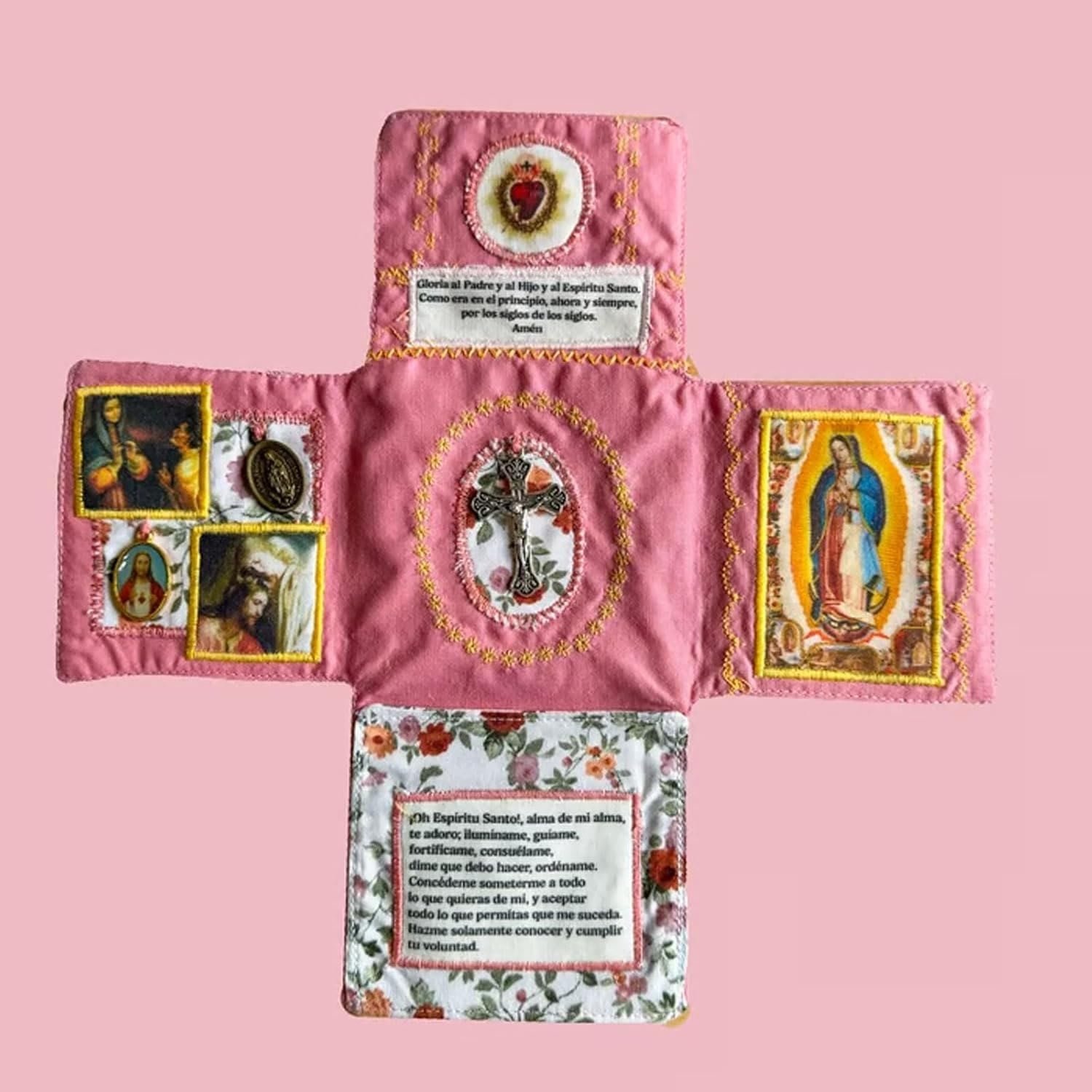 Handmade Embroidered Fabric Cross with Charms: A Rare Fusion of Craftsmanship and Faith