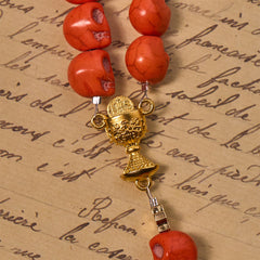 Light Over Darkness - Holy Grail of Salvation with Mystic Crimson Skull Beads Halloween Rosary