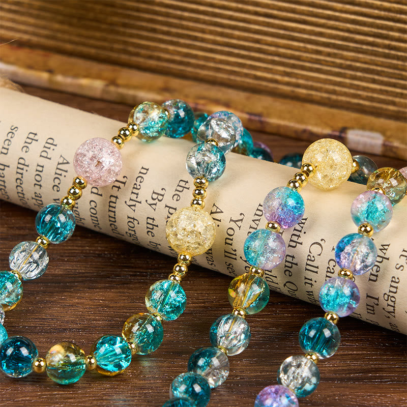 Rainbow of Faith 5-Style MultiColored Shimmering Crackle Glass Rosary