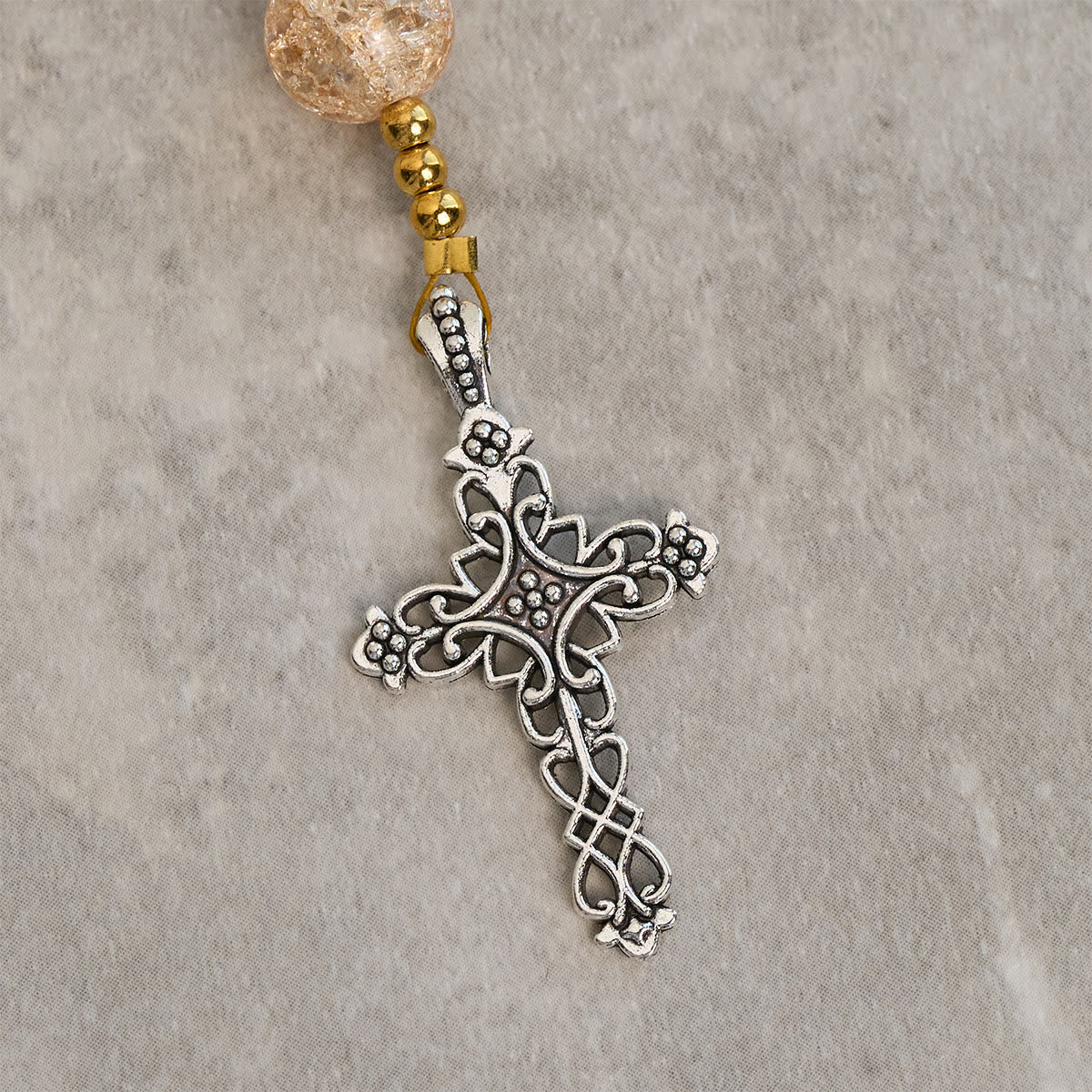 Rainbow of Faith 5-Style MultiColored Shimmering Crackle Glass Rosary