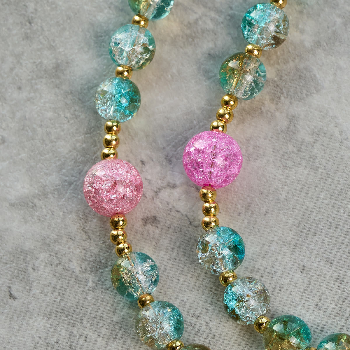 Rainbow of Faith 5-Style MultiColored Shimmering Crackle Glass Rosary