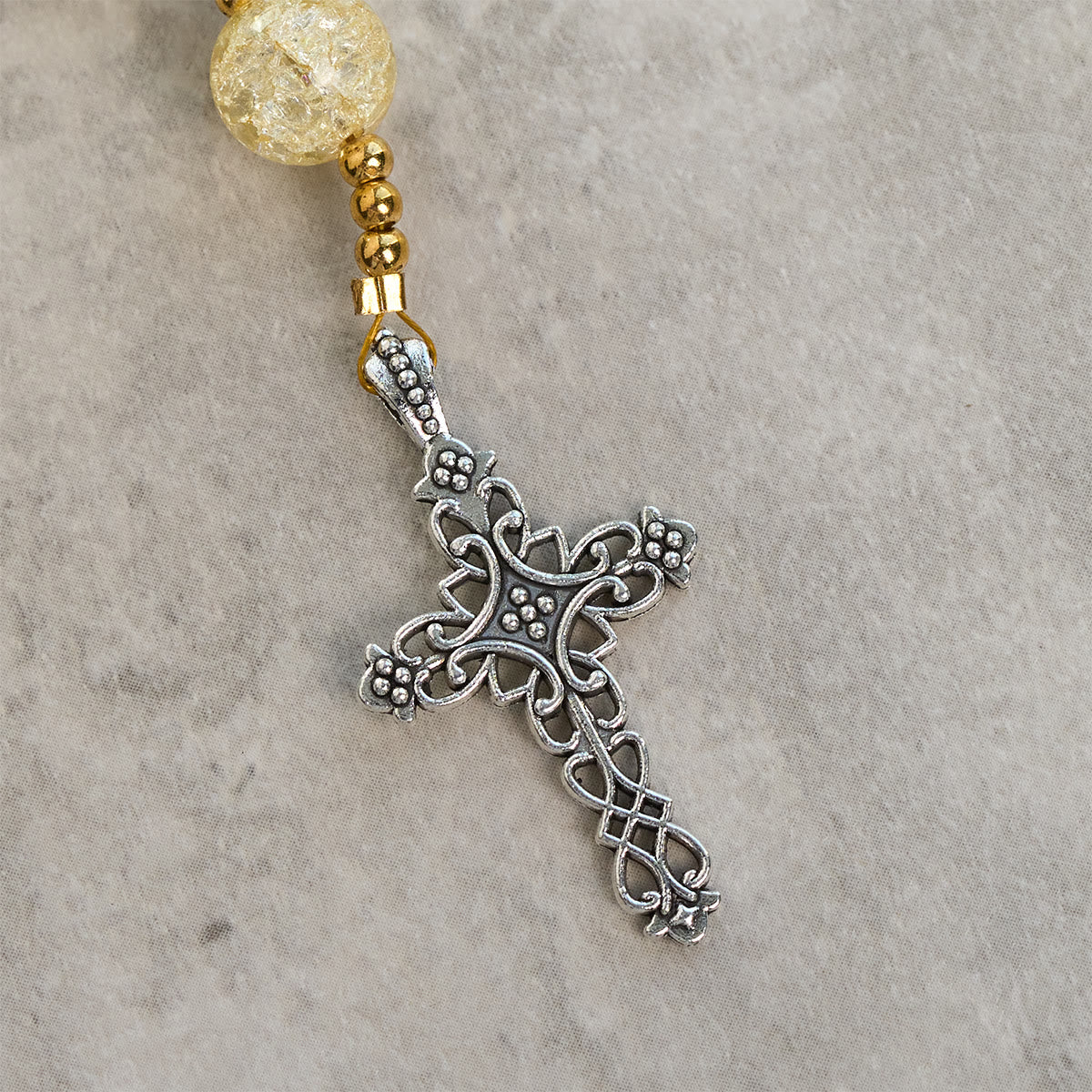 Rainbow of Faith 5-Style MultiColored Shimmering Crackle Glass Rosary