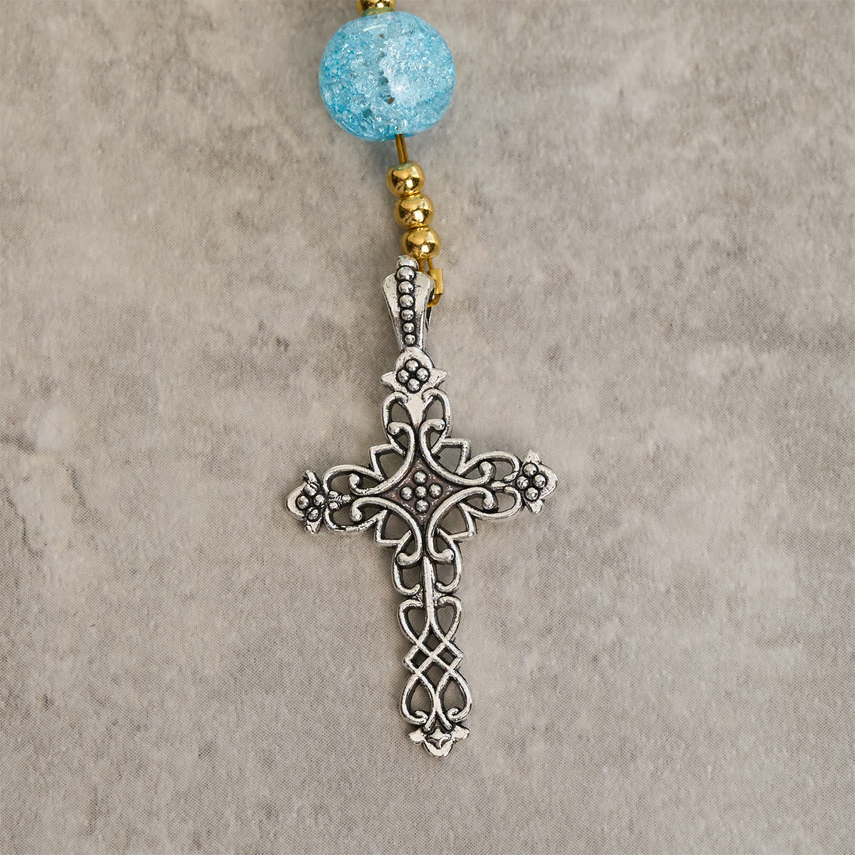 Rainbow of Faith 5-Style MultiColored Shimmering Crackle Glass Rosary