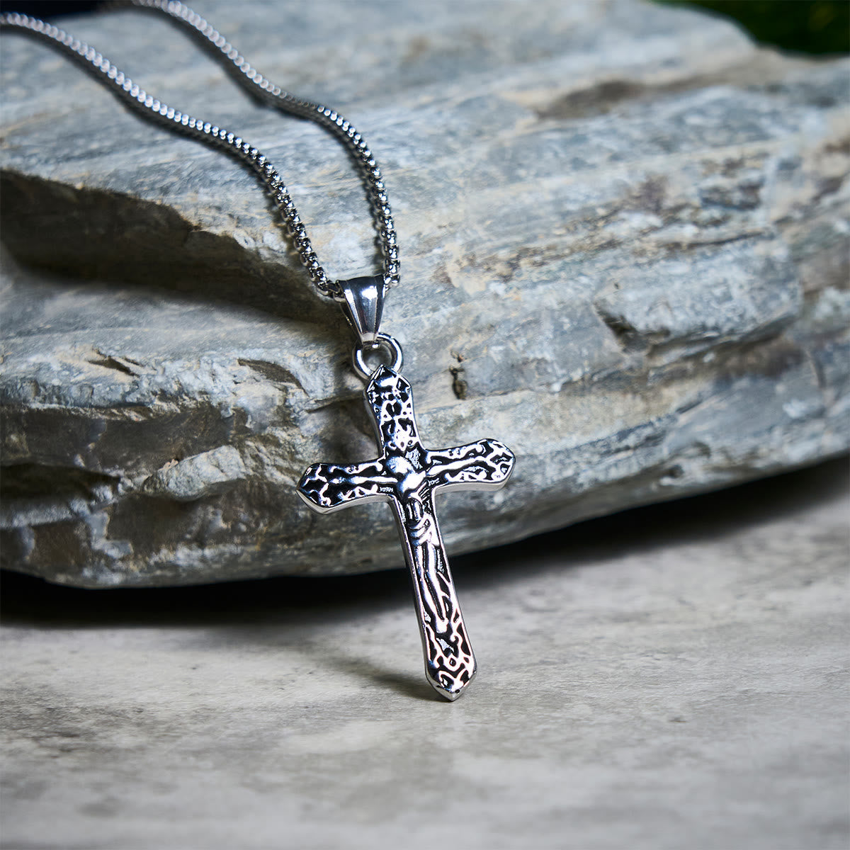 Sacred Strength Crucifix Pendant Necklace with Carved and INRI Cross Designs