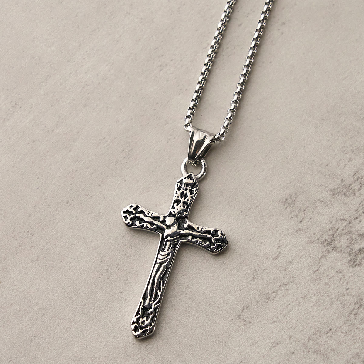 Sacred Strength Crucifix Pendant Necklace with Carved and INRI Cross Designs