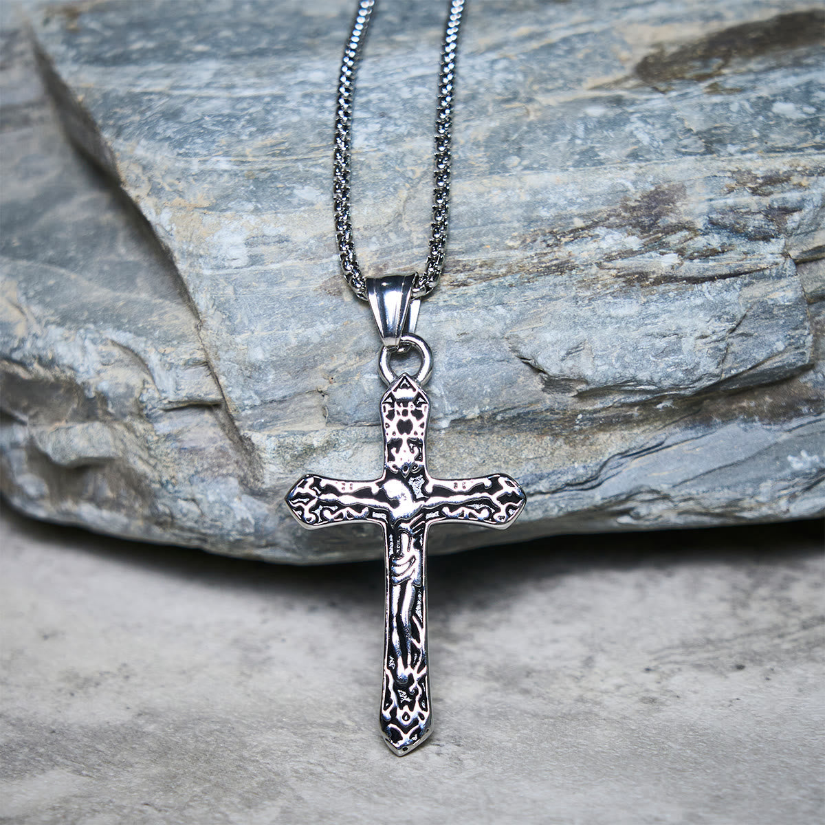Sacred Strength Crucifix Pendant Necklace with Carved and INRI Cross Designs