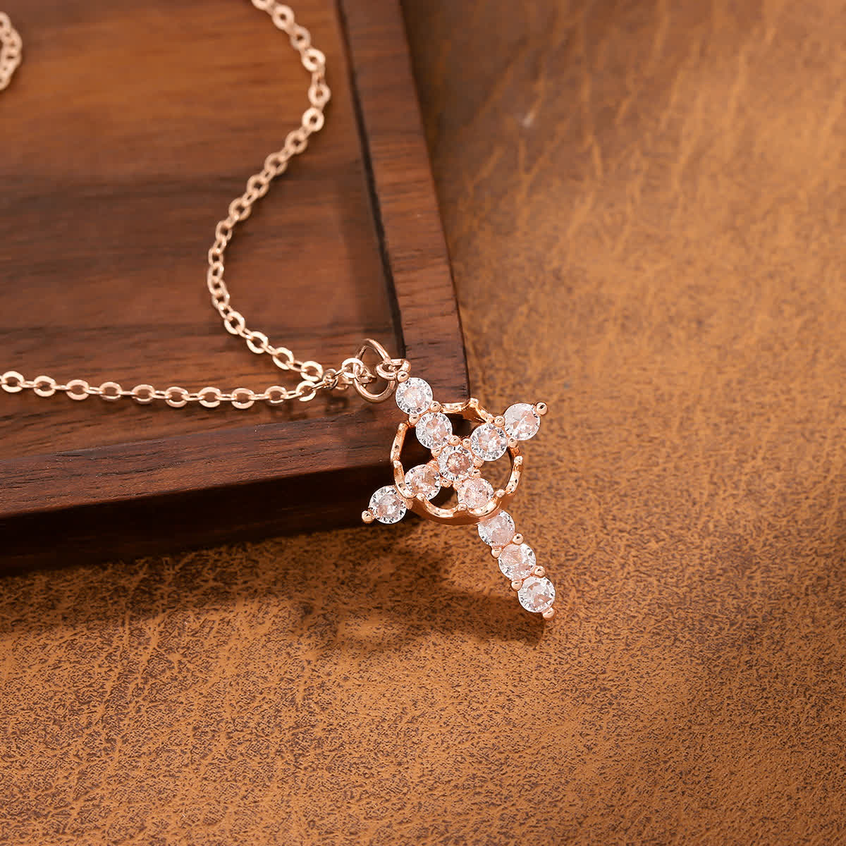Modern Crowned in Faith Cross Necklace, Earrings
