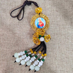 Tri-Color Resin Car Pendant Jesus Figure with Tassels Car Hanging Ornaments