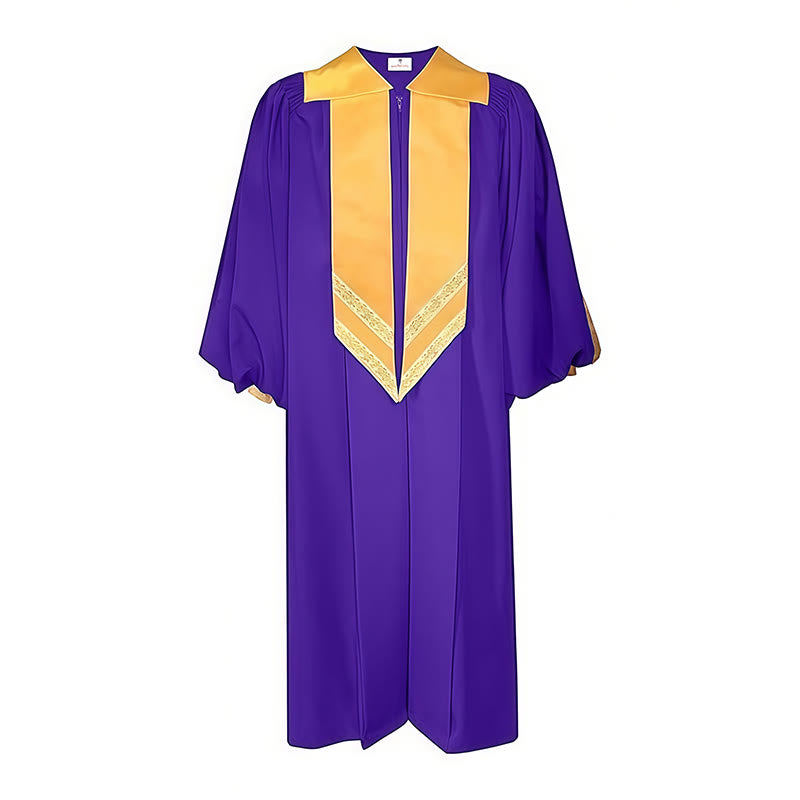 Classic Versatile 4-Color Clergy Robes with Golden V-Collar Design