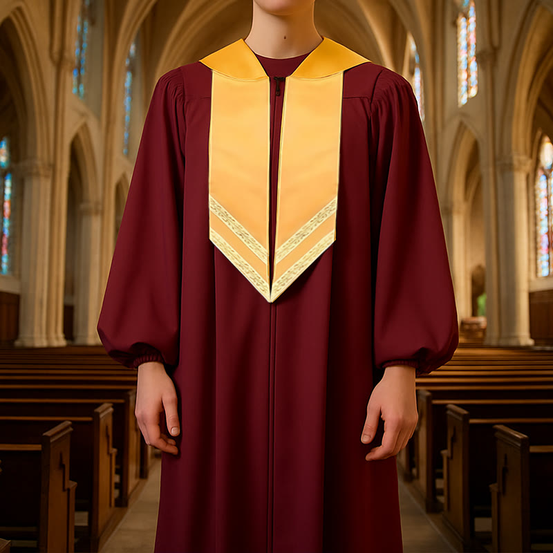 Classic Versatile 4-Color Clergy Robes with Golden V-Collar Design
